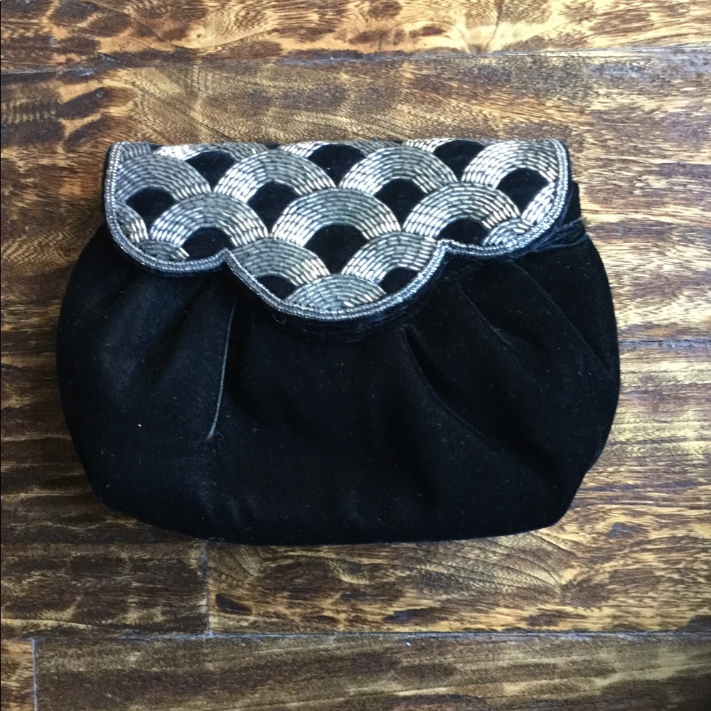 Embellished Black Velvet Evening Bag (EUC)